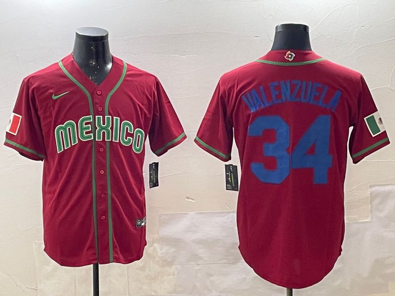 Men 2025 World Cub Mexico #34 Valenzuela Red Nike MLB Jersey style 4
